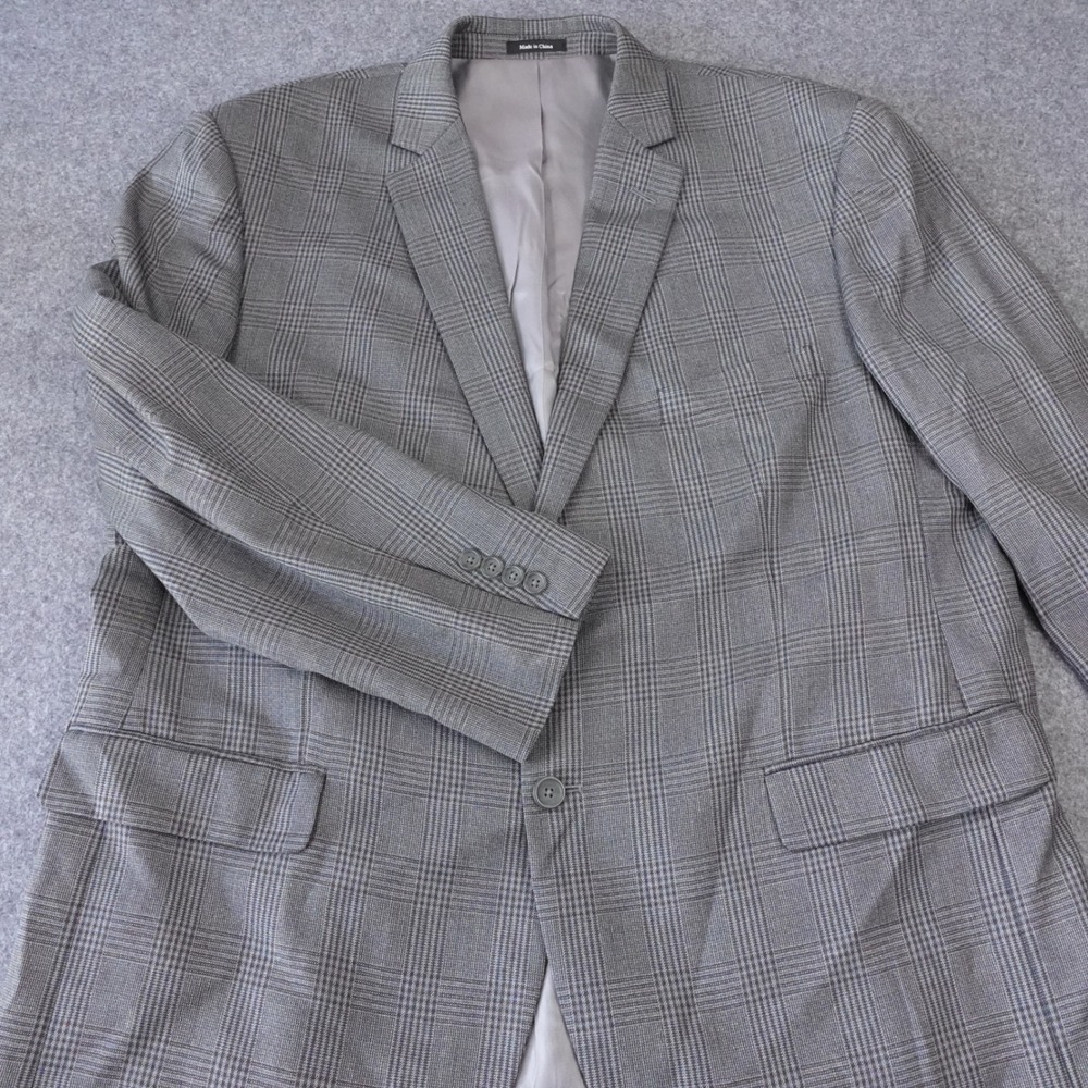 Pronto Uomo Platinum Mens 50R Grey Glen Plaid 100% Wool 2-Button Blazer Jacket